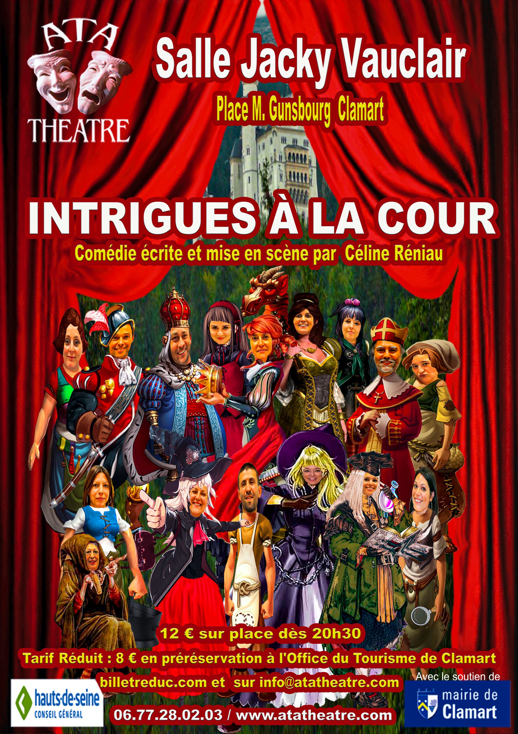 Affiche theatre intrigues à la cour piece de Céline Réniau